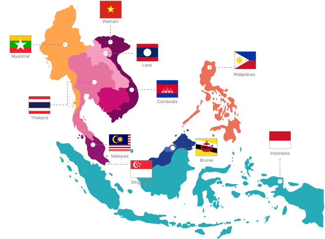 Peta pengguna AOneSchools di Asia Tenggara dan seluruh dunia